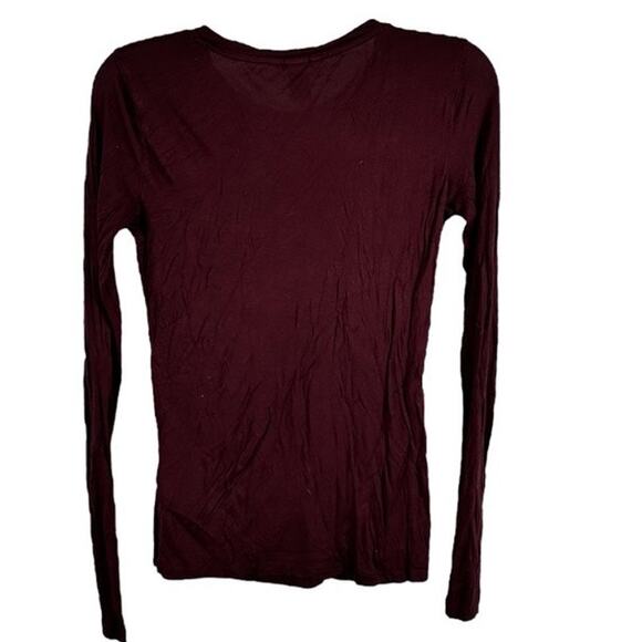 H&M Deep Burgundy Figure Flattering Long Sleeve Shirt Small - Picture 2 of 4